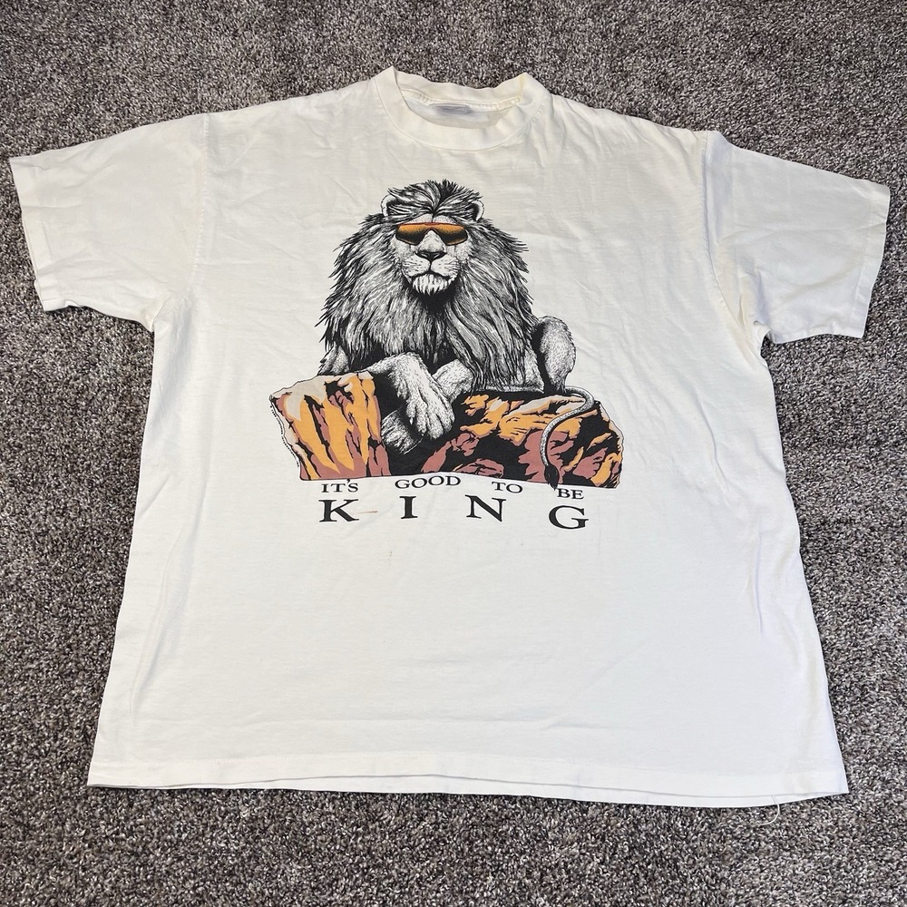 Vintage Lifeforms Lion Shirt Mens Size XXL It's Good To Be King Graphic 90s Tee